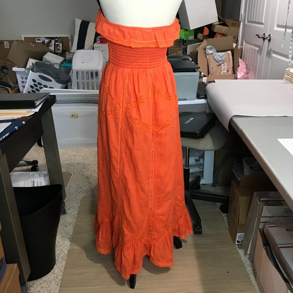 Women's Free People Orange Maxi Sundress NWT Size M - Picture 4 of 11